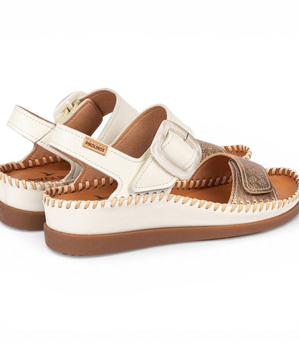 Pikolinos Women's White Leather Lightweight Summer Wedge Sandals - Cadaques