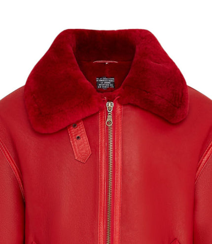 Mens B3 Bomber RAF Aviator Sheepskin Jacket -Wyndham - Red