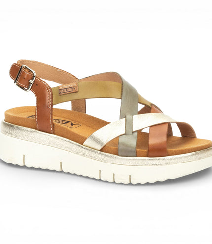 Pikolinos Women's Brown Leather Extra-Light Summer Wedge Sandals - Palma