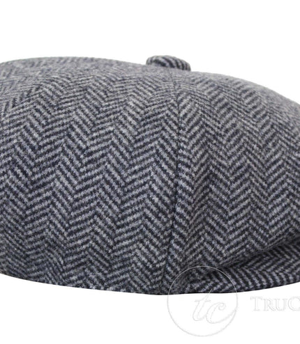 Mens Peaky Blinders Grey Tweed Gatsby Flat Baker Hat