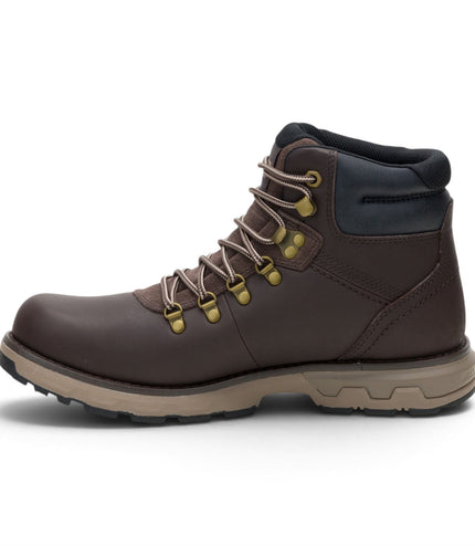 Caterpillar (CAT) Mens Dark Brown Leather Waterproof Lace Up Boots - Pursue Hiker
