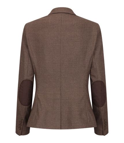 Women's Brown Three-Piece Tailored Fit Suit in Prince of Wales Check