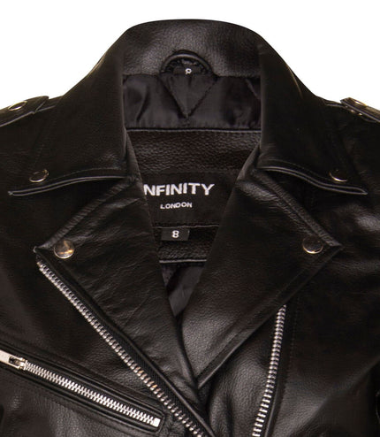 Women's Black FRINGE Leather Brando TASSELED Motorcycle Cow Hide Biker Jacket