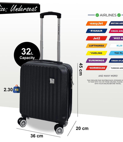 Alsager Underseat Hard Shell Suitcase in Black