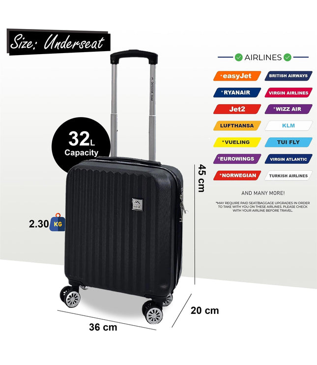 Alsager Underseat Hard Shell Suitcase in Black