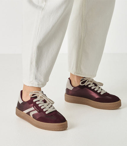 Tamaris Women's Burgundy Red Leather Trainers Sneaker Shoes - 23723-44