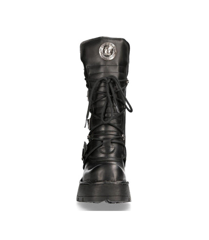 New Rock Women'S Leather Gothic Mid-Calf Boots - 373-S33