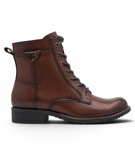 Tamaris Women's Brown Leather Lace-Up Combat Boots - 25224-47