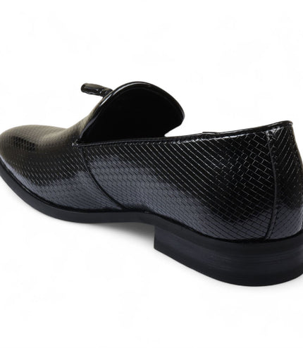 Men's Black Formal Tassel Loafers Slip-On Leather Shoes