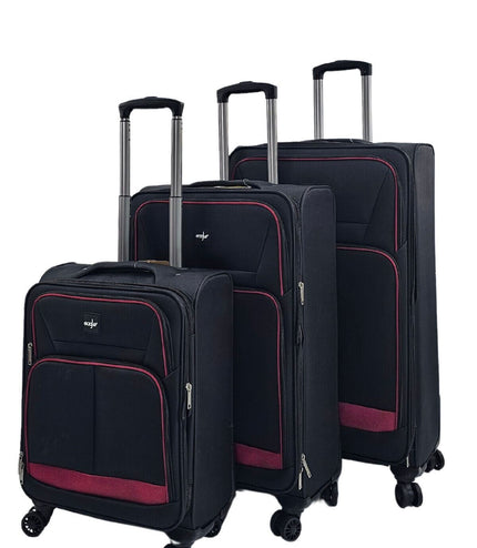 Andover Set of 3 Soft Shell Suitcase in Black