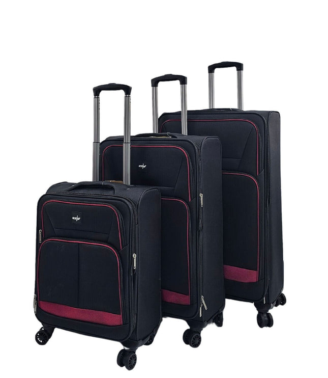 Andover Set of 3 Soft Shell Suitcase in Black