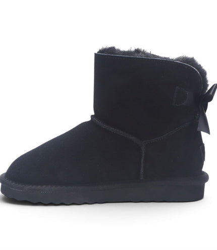 Women's Black Genuine Sheepskin Real Fur Winter Ankle Boots - Eclipse