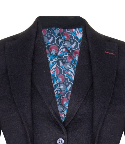 Womens 1920s Navy Blue Wool Classic Retro Vintage Blazer