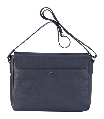 Genuine Leather Navy Laptop Bag Travel Work Messenger Satchel - Camden