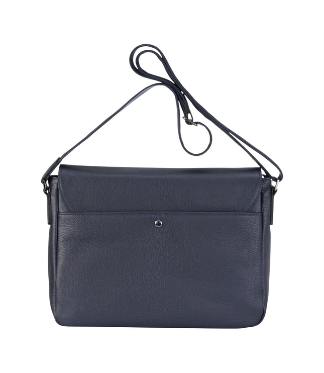 Genuine Leather Navy Laptop Bag Travel Work Messenger Satchel - Camden