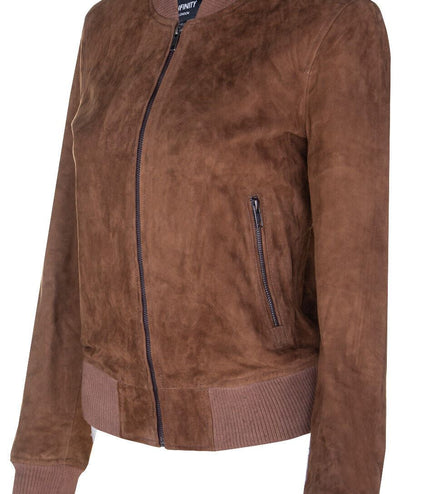 Womens MA-1 Suede Bomber Jacket-Arnhem - Tan