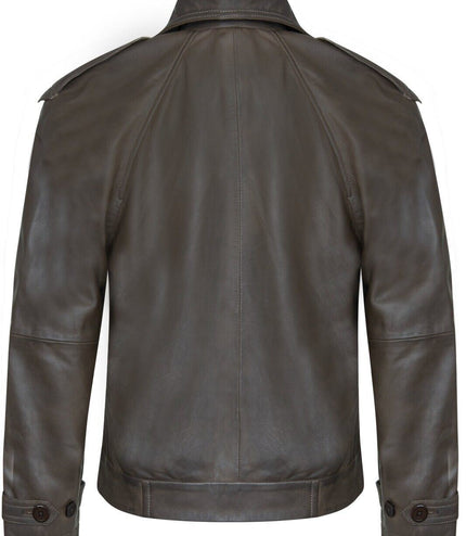 Womens Cropped Oversized Trench Leather Jacket - Canberra - Vintage Black