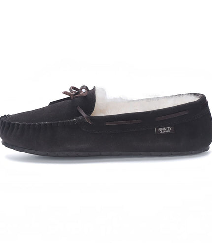 Men’s Brown Genuine Sheepskin Moccasin Winter Slippers - Flint