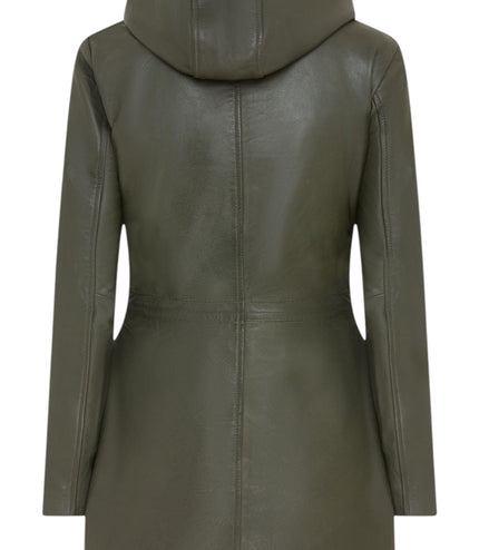 Womens Mid Length Hooded Parka Jacket-Oakengates - Green