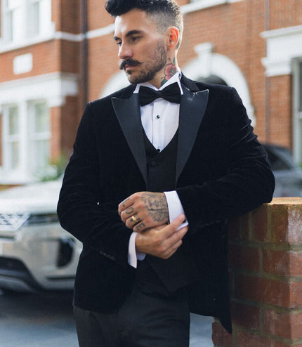 Mens Black Velvet Dinner Tuxedo Suit Jacket Blazer