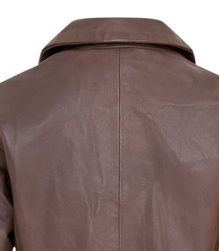 Womens Soft Conker Brown Leather Blazer Jacket-Apeldoor