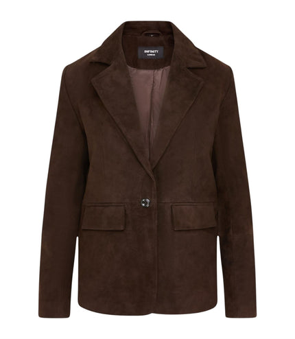Womens Soft Goat Suede Leather Brown Blazer Jacket-Kolkata