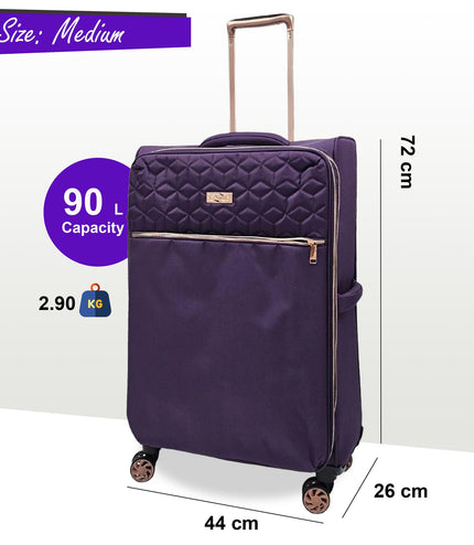 Bexley Medium Soft Shell Suitcase in Purple