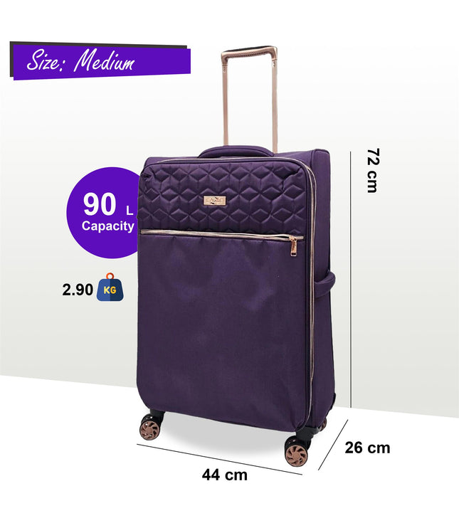 Bexley Medium Soft Shell Suitcase in Purple