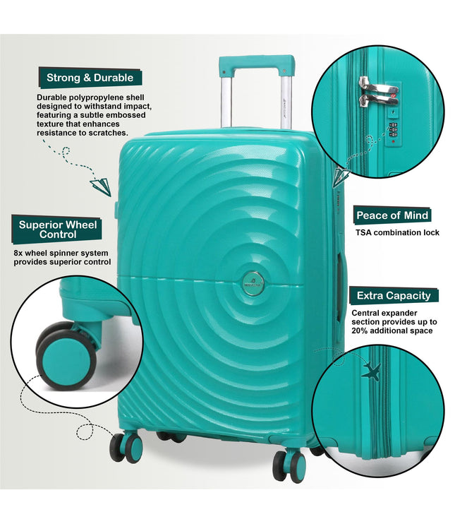 Balranald Set of 3 Hard Shell Suitcase in Aqua Blue