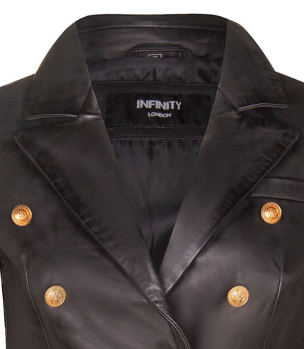 Womens Leather Military Blazer Jacket-Aalborg