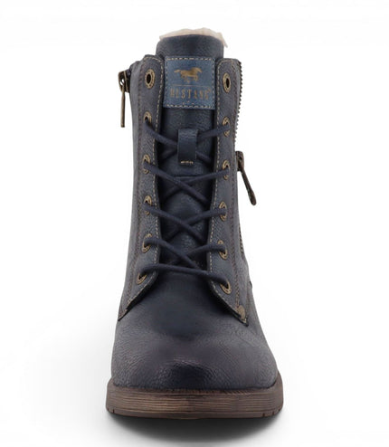 Mustang Women's Navy Warm Winter Lace-Up Ankle Boots - M0072014