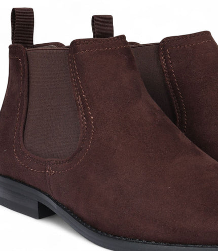 Men's Brown Suede Chelsea Boots Real Leather Lined Slip-On