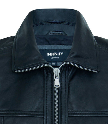 Womens Black Cropped Biker Leather Jacket - Dubai