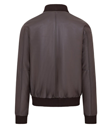 Mens Soft Leather MA-1 Varsity Bomber Jacket - Brown