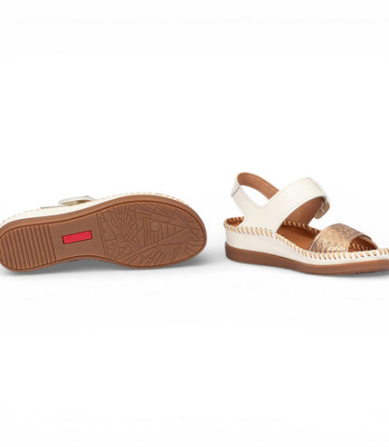 Pikolinos Women's White Leather Lightweight Summer Wedge Sandals - Cadaques