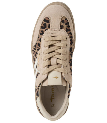 Tamaris Womens Leapord Brown Suede Leather Fashion Lace Up Sneakers