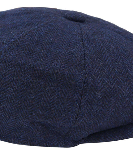 Mens Peaky Blinders Tweed Gatsby Flat Baker Hat With Razor Blade