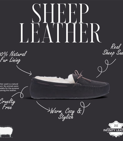 Men’s Brown Genuine Sheepskin Moccasin Winter Slippers - Flint