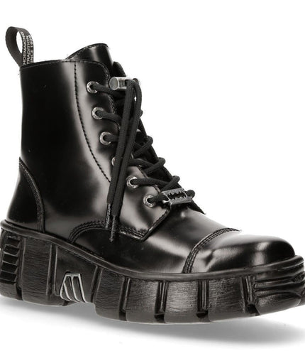 New Rock Leather Gothic Biker Ankle Boots- M-WALL005N-C6