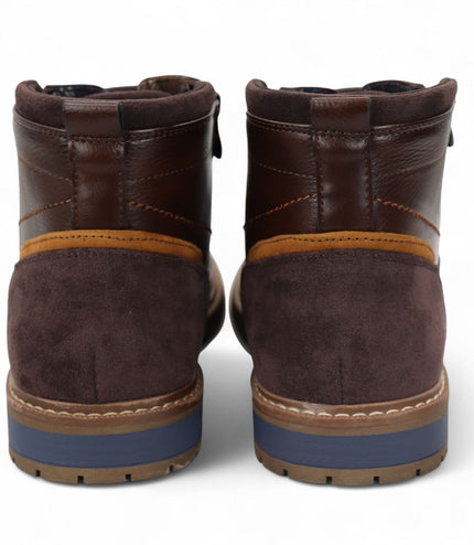 Men's Brown Biker Lace-Up Ankle Boots