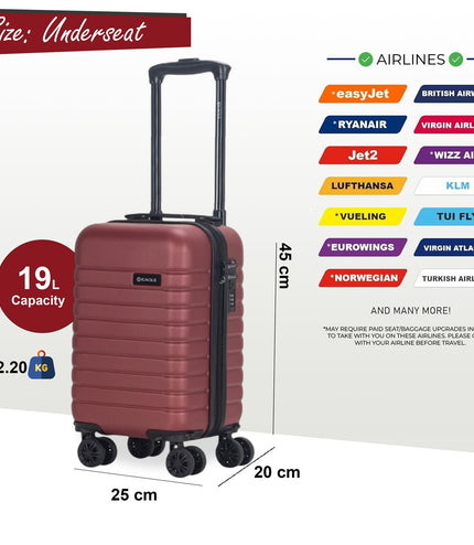 Koga Underseat Hard Shell Suitcase in Burgundy