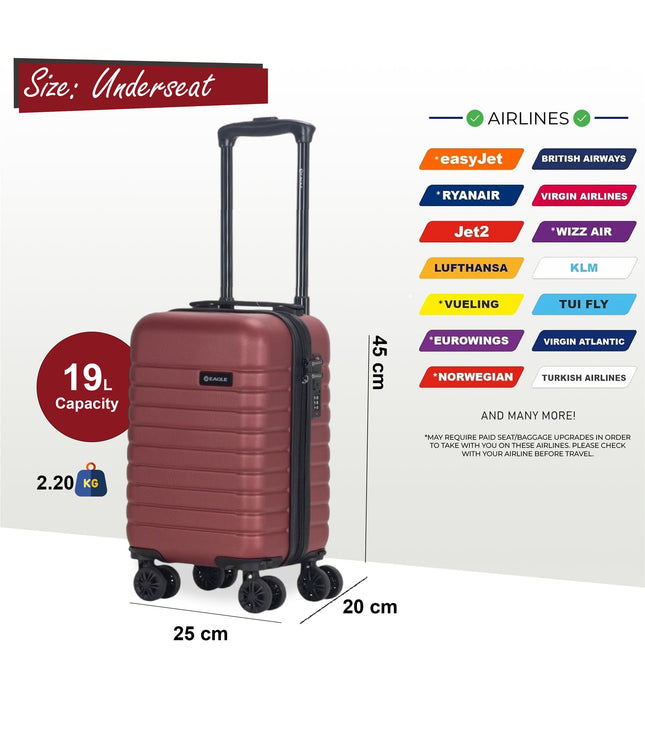 Koga Underseat Hard Shell Suitcase in Burgundy