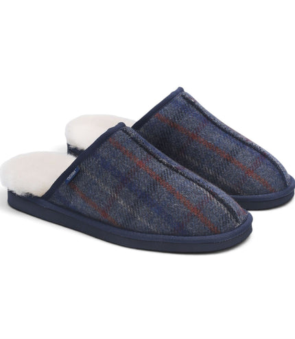 Men’s Wool Slip-on Real Sheepskin Fur Mule Winter Slippers - Highland