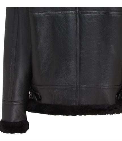 Mens B3 Aviator Real Sheepskin Leather Flying Jacket-Hobart - Black