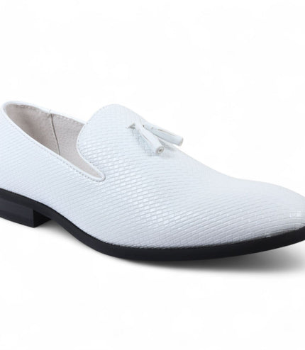 Men's White Formal Tassel Loafers Slip-On Leather Shoes