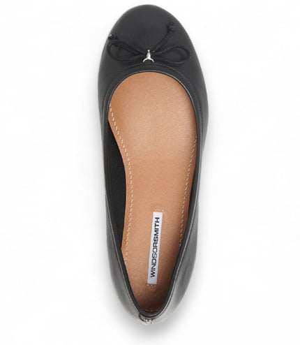 Windsorsmith Womens Black Leather Mocassin Flat Shoes - Babydoll
