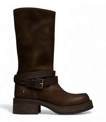 Windsorsmith Womens Brownie Suede Leather Mid-Calf High Western Riding Boots - Gotcha
