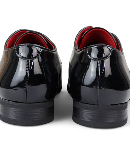 Men's Black Pointed Toe Formal Lace Up Perforated Shoes
