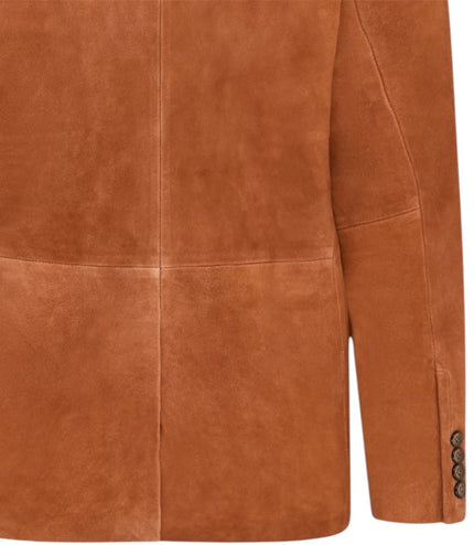 Mens Suede Blazer Jacket Soft Real Italian Leather Fitted Vintage Coat - Rust