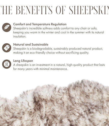 Genuine Black Wolf Tip Sheepskin Natural Silky Soft Fluffy Real Wool Rug